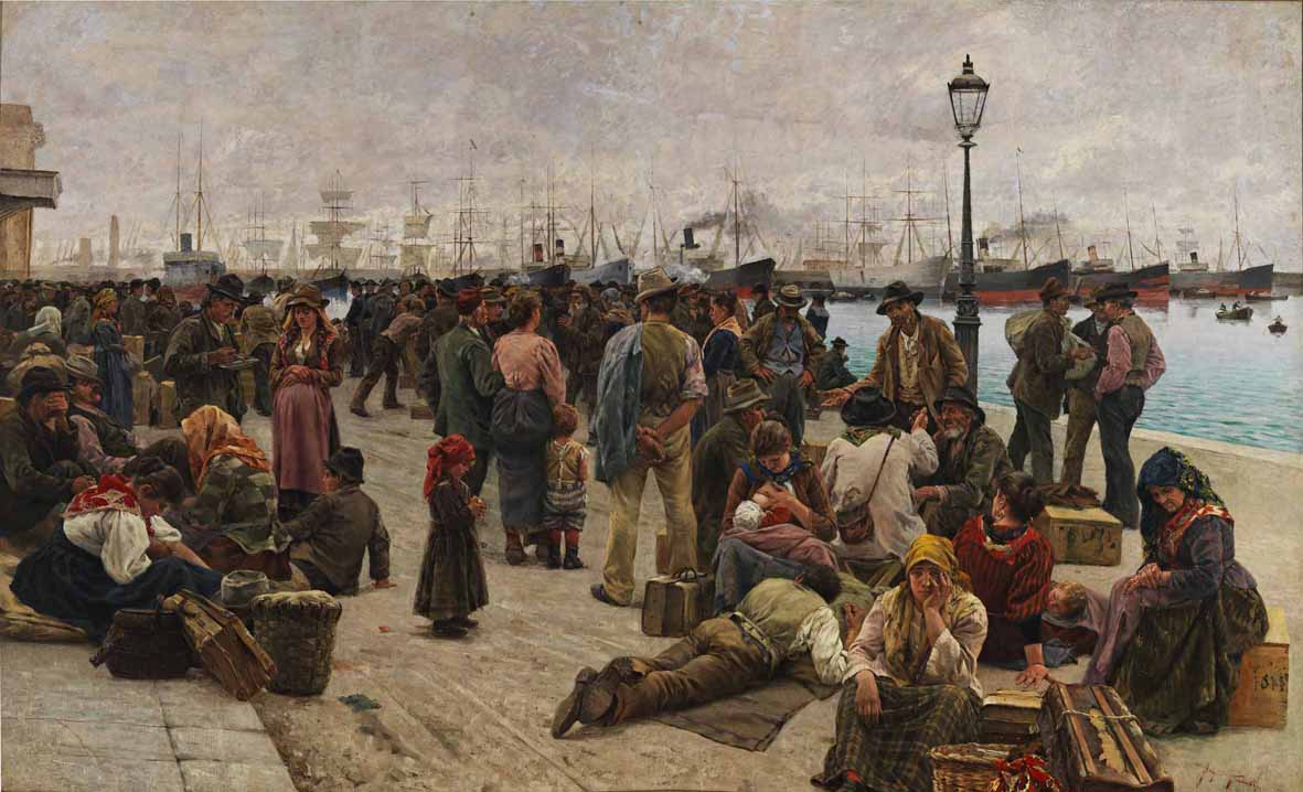 Angiolo Tommasi: Emigranti (1896. Roma, Galleria Nazionale d'Arte Moderna e Contemporanea)